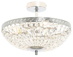 Klasyczna lampa sufitowa stalowa z kryształem 3-światłowa - Mondrian klasyczny/Antyczny Oswietlenie wewnetrzne