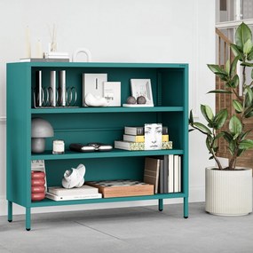Niski regał metalowy morski / turkusowy Modern LUCA, 1000 x 900 x 350 mm