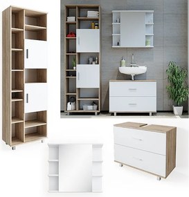 Zestaw mebli łazienkowych biały/sonoma 80.2x33x60.8 ilias