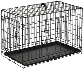 PawHut Klatka Transportowa dla Psa Rozmiar M Bezpieczny Transport Czarna Wytrzymała 76x46x52cm | Aosom PL