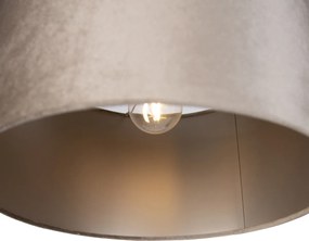 Lampa wisząca czarna z abażurem taupe 35 cm 3-punktowa - Cava