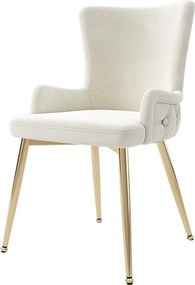 Zestaw 6 luksusowych krzeseł welurowych - 62,23 x 58,42 x 55,88 cm - z czterema złotymi metalowymi nogami - beżowy