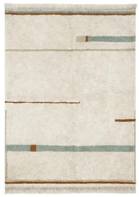 Niebiesko-kremowy bawełniany dywan tkany ręcznie odpowiedni do prania 200x300 cm Lanes Vintage Blue – Lorena Canals