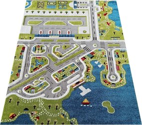 Dziecięcy prostokątny dywan miasteczko E8-T27