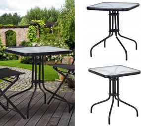 Szklany stolik balkonowy kwadratowy 60 cm Tulum 073, czarny