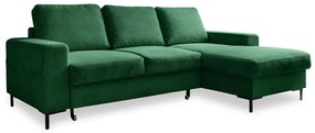 Ciemnozielony sztruksowy rozkładany narożnik (prawostronny) Lofty Lilly – Miuform