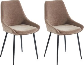 Zestaw 2 krzeseł MASURIE - tkanina - kolor brązowy