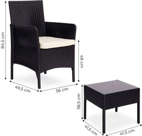 Zestaw mebli ogrodowych Livora 0213 - 2 krzesła i stolik kawowy, kolor czarny