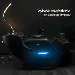 Fotel Masujący VX MAX Wypoczynkowy Relaksacyjny Czarny Ekoskóra Loft