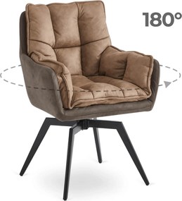 Krzesło Tapicerowane Obrotowe ISLA Brązowe Nowoczesne Loft