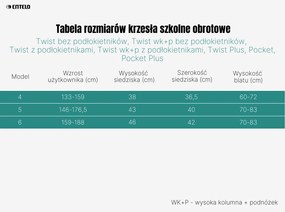 Obrotowe krzesło szkolne Twist z podłokietnikami rozmiar 5-6, podstawa czarna
