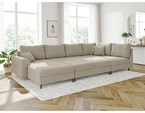 Beżowy podnóżek z materiału bouclé Ariella – Ropez