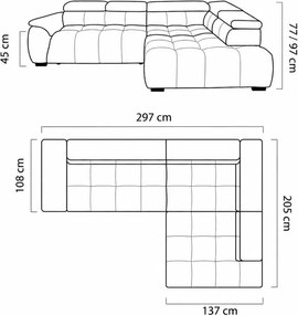 Narożnik Alvin L 297x205 cm – nowoczesny narożnik premium z elektrycznie regulowanym siedziskiem