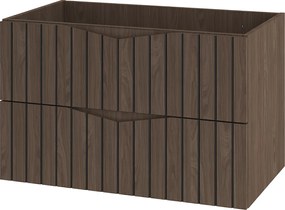 Szafka Łazienkowa pod Umywalkę 80cm 2 Szuflady Ryflowane Fronty Dąb Orzech Stella