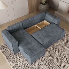 Masseno Narożnik RAVELO z funkcją spania i pojemnikiem na pościel Narozniki L, Rozkładana sofa - Szary, POSO 60