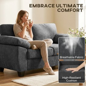 HOMCOM Sofa 2-osobowa, 156 cm sofa Chenille z grubymi poduszkami sprężynowymi, szerokimi tapicerowanymi podłokietnikami, obciążenie 300 kg, ciemnoszara | Aosom PL