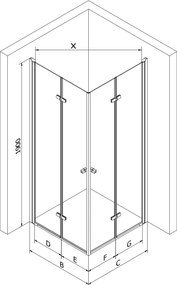 Mexen Lima Duo kabina prysznicowa składana 100 x 100 cm, transparent, czarna - 856-100-100-70-00-02