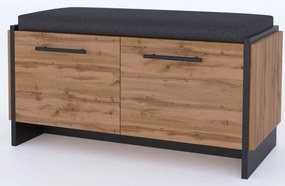 Szafka na buty z siedziskiem dąb wotan + czarny G4-N66