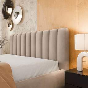 Masseno Łóżko Tapicerowane DINESE z pojemnikiem na pościel 140x200 cm - Beżowy, PAROS 02