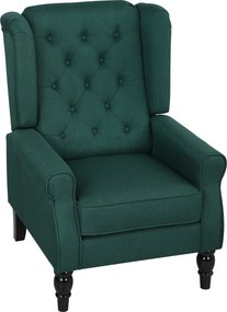 HOMCOM Elegancki fotel uszak, grubo wyściełany, zdejmowany pokrowiec, 74 x 86 x 102 cm, ciemnozielony | Aosom PL