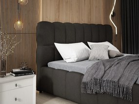 Emporius Avilla łóżko dwuosobowe 180x200 cm - łóżko tapicerowane z pojemnikiem i stelażem w nowoczesnym stylu - tkanina boucle, czarny (Anthology 19)