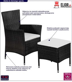 Fotel ogrodowy z podnóżkiem Sherpa - czarny