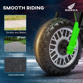 HOMCOM Elektryczny Motocykl dla Dzieci Honda, 3 km/h, Efekty Dźwiękowe, dla Dzieci 18-36 Miesięcy, Zielony