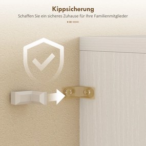 HOMCOM Szafka kuchenna wysoka kredens biały z szufladą regulowaną półką i szklanymi drzwiami 60x35x180 cm | Aosom PL