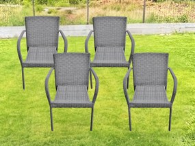Zestaw 4 krzeseł tarasowych szary technorattan