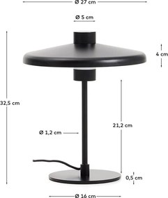 Czarna lampa stołowa z metalowym kloszem (wysokość 32,5 cm) Nuvira – Kave Home