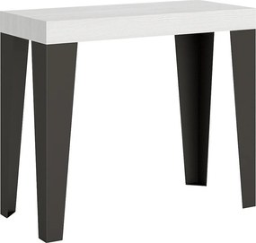 Konsola rozkładana 90x40/196 cm Flame Small Premium Frassino biała rama w kolorze Antracytu