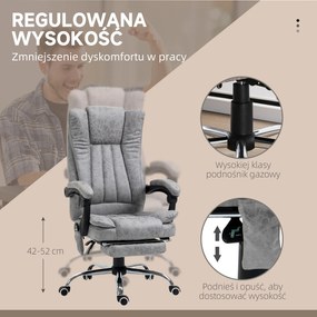 HOMCOM Fotel biurowy ergonomiczny z masażem i podgrzewaniem funkcja leżanki obciążenie do 120kg szary | Aosom PL