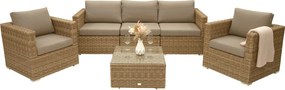 Zestaw rattanowy MALIBU dla 5 osób (beżowo-brązowy)