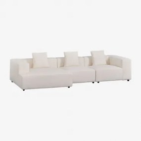 Modułowa Sofa Z Szezlongiem Lewostronnym, 3-częściowa (↔︎335 Cm) Z Wysokim Podłokietnikiem Bruna Bouclé White - Sklum