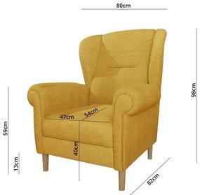 Żółty fotel typu uszak Swan – Ropez