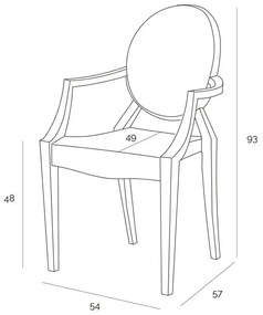 Transparentne krzesło ghost z podłokietnikami - Lenifo