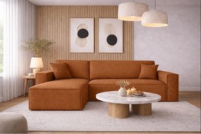 Narożnik BEST L z funkcją spania i pojemnikiem, tkanina Neve, Miedziany, Lewy