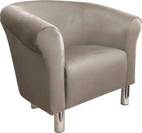 Fotel Milo tkanina Welur wygodny fotel tapicerowany do salonu i sypialni : Kolor nogi - Chrom, Kolor tkaniny - VELVET - MG09, Wysokość nogi - 15 cm