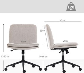 HOMCOM Krzesło do home office krzesło biurkowe o wyglądzie lnu, regulowana wysokość, obrotowe siedzenie po turecku z funkcją bujania, beżowe | Aosom PL