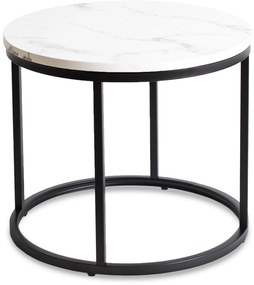 Stolik Kawowy CONNY 53 cm Biały Marmur/Czarny Nowoczesny Glamour