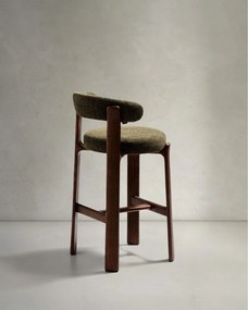 Zielony/w ciemnym naturalnym kolorze hoker z litego drewna jesionowego (wysokość siedziska 75 cm) Granite – Kave Home