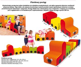 Zestaw przedszkolnych siedzisk piankowych Pociąg