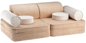 Jasnobrązowa sztruksowa sofa dla dzieci 132 cm Settee – Wigiwama