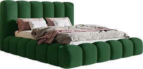 Łóżko tapicerowane 160x200 Madeno - gruba pianka, pojemnik, stelaż metalowy - welur, zielony (Amor Velvet 4311)