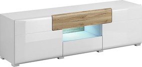 Szafka RTV TOLEDO 2D2S 159 biała połysk/dąb san remo