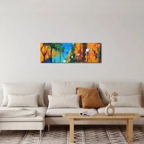 Obraz - Kochankowie, Pointillismus (z zegarem) (90x30 cm)