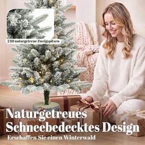 HOMCOM Sztuczna choinka, 90 cm, 50 LED, 240 końcówek, sztuczny śnieg, podstawa z tlenku magnezu | Aosom PL