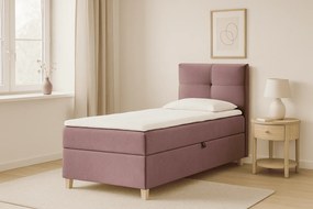Klasyczne, jednoosobowe łóżko kontynentalne - DOMI 100 cm, jasny fiolet, strona prawa