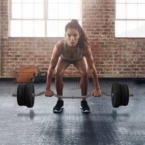 SPORTNOW Zestaw sztangi 25 kg Antypoślizgowy gryf typu curl z 6 obciążeniami, powłoka PVC, stalowy gryf | Aosom PL
