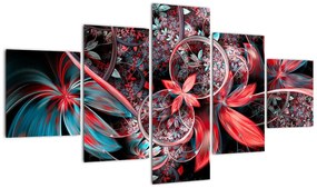 Abstrakcyjny obraz egzotycznych kwiatów (125x70 cm)